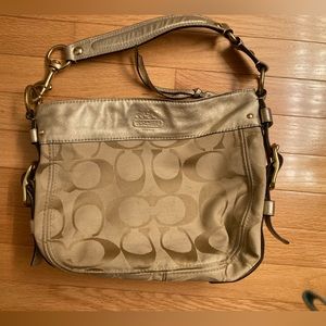 Coach Tan, beige & gold and Beige midsize Shoulder pocketbook
